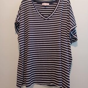 PHILOSOPHY Striped Short Sleeve Top Black & White Stripes Womens Size 2X Comfort
